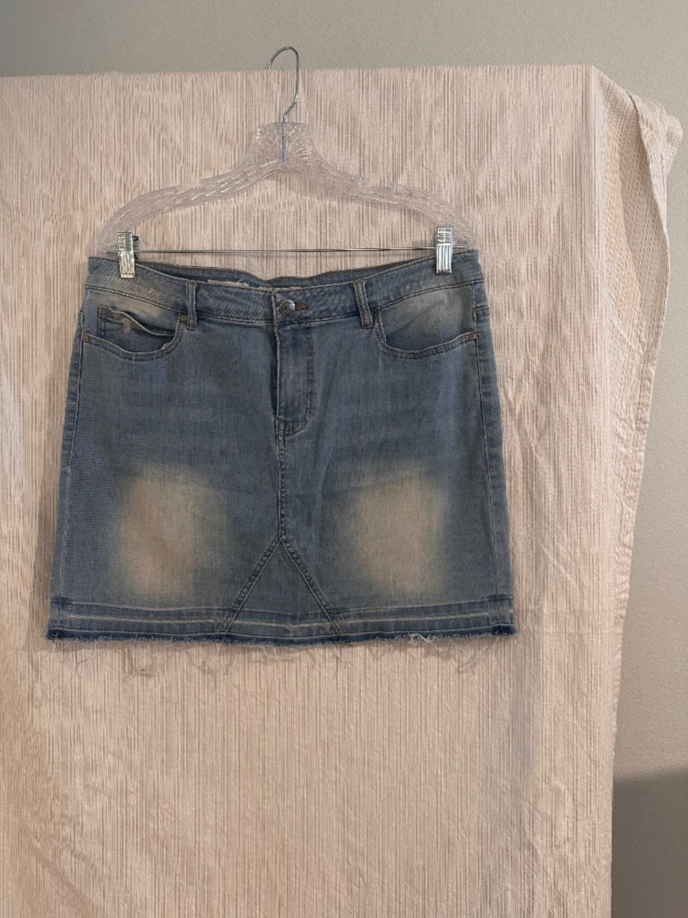 Wild Blue Sadie Robertson XL Distressed Denim Mini Skirt